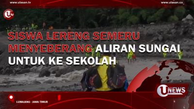[Video] Siswa Lereng Semeru Menyeberang Aliran Sungai Untuk ke Sekolah