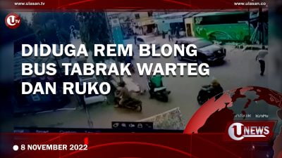 [Video] Diduga Rem Blong, Bus Tabrak Warteg dan Ruko