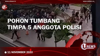 [Video] 5 Anggota Polisi dan 55 Motor Tertimpa Pohon Tumbang