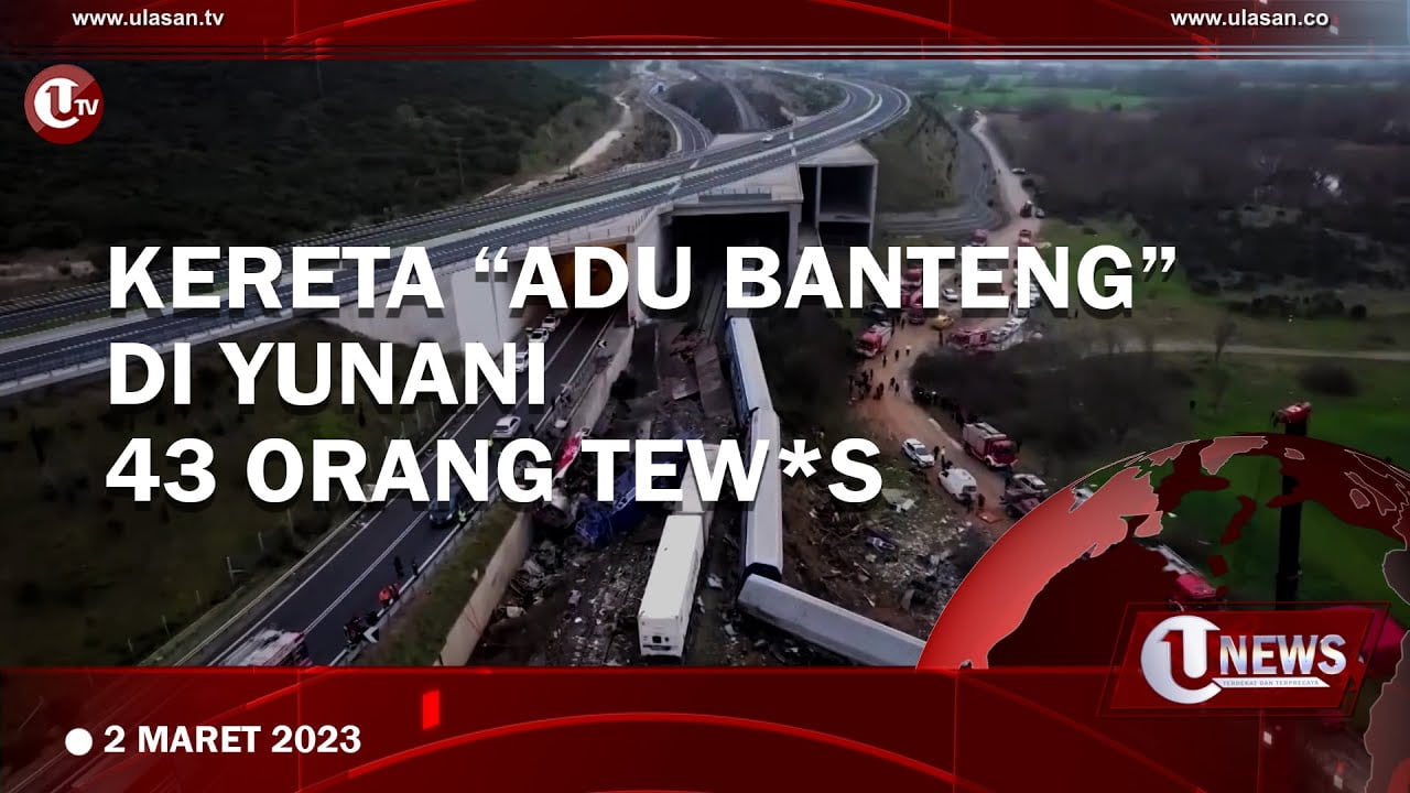 Kereta Penumpang dan Barang Tabrakan di Yunani