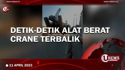 [Video] Detik-detik Alat Berat Crane Terbalik Saat Angkut Besi