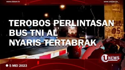 [Video] Terobos Perlintasan Rel Kereta Api, Dua Bus TNI AL Nyaris Tertabrak