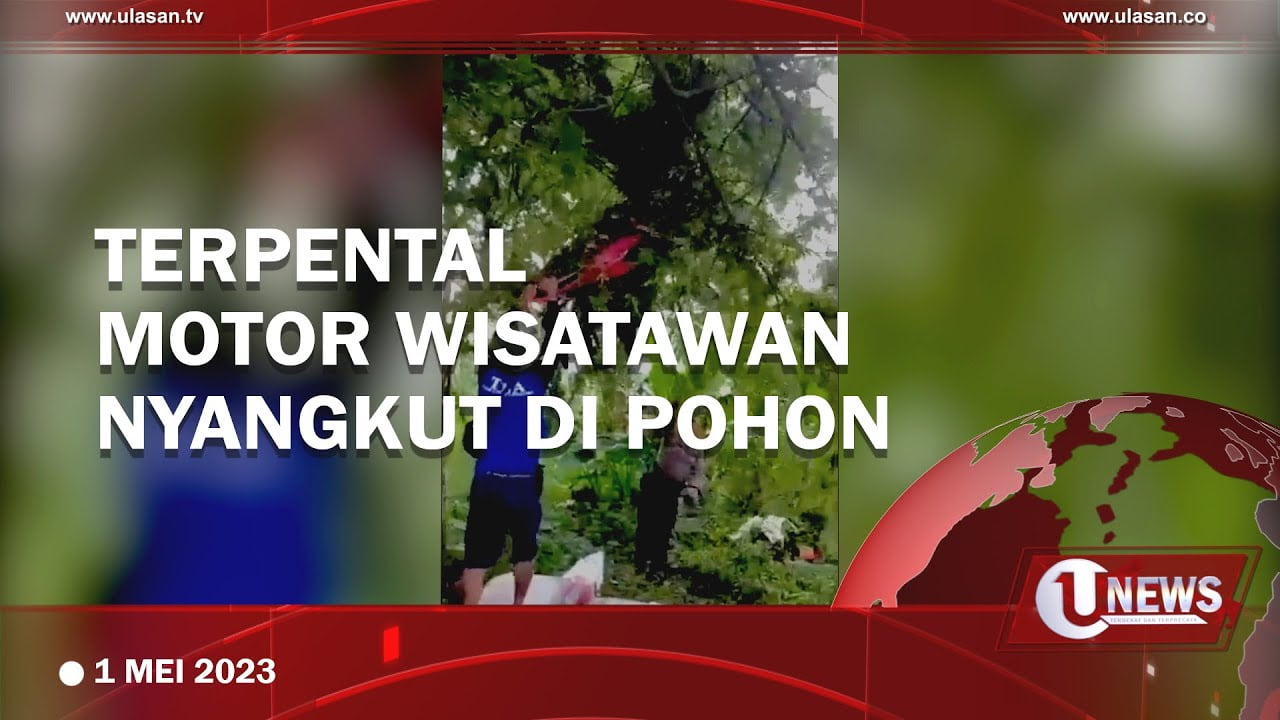 [Video] Rem Blong, Motor Wisatawan Terpental dan Tersangkut di Pohon