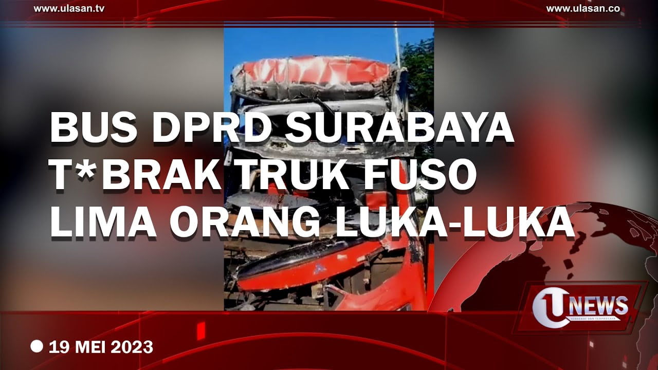 Bus DPRD Surabaya Bawa Rombongan Pelajar Tabrak Truk Fuso