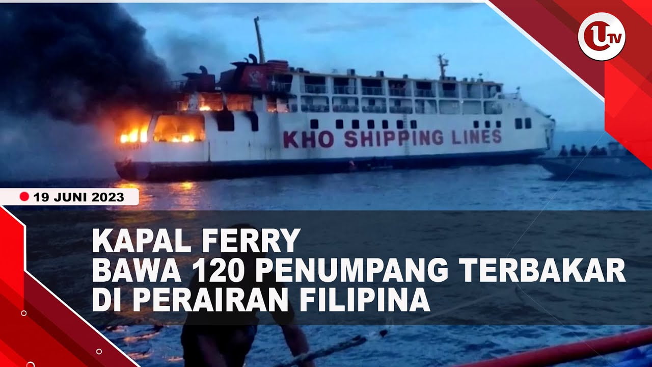 Kapal Ferry Bawa 120 Penumpang Terbakar di Perairan Filipina