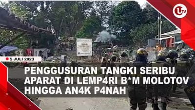 [Video] Anggota Brimob Terkena Anak Panah Saat Penggusuran Tangki Seribu