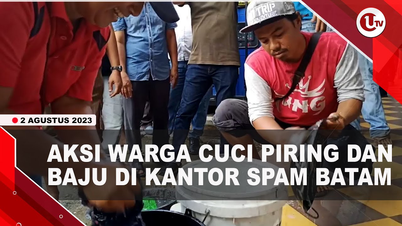 [Video] Geram Tak Dapat Air, Warga Cuci Piring dan Baju di Kantor SPAM Batam | U-NEWS