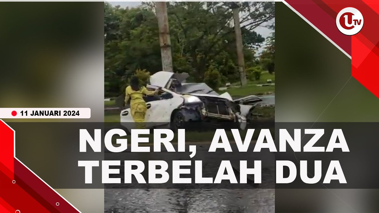[Video] Avanza Terbelah Dua Usai Tabrak Tiang Baliho