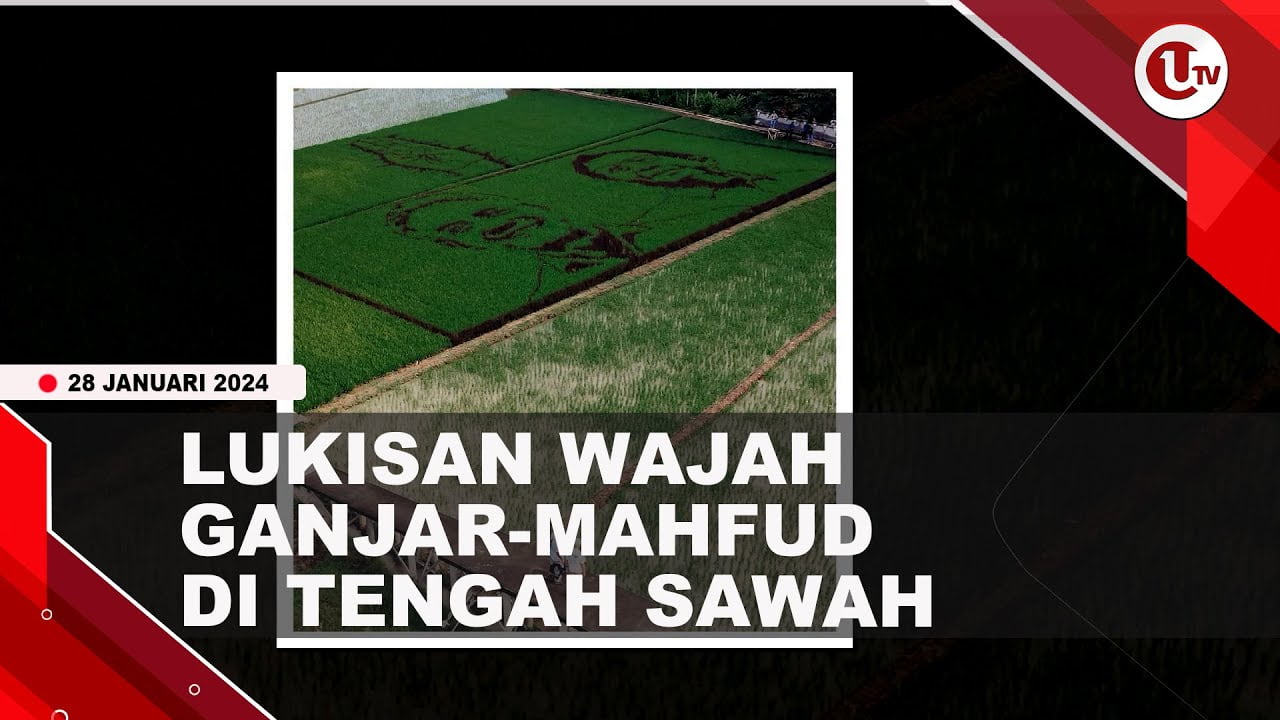 PETANI DAN SENIMAN LUKIS WAJAH GANJAR-MAHFUD DI TENGAH SAWAH