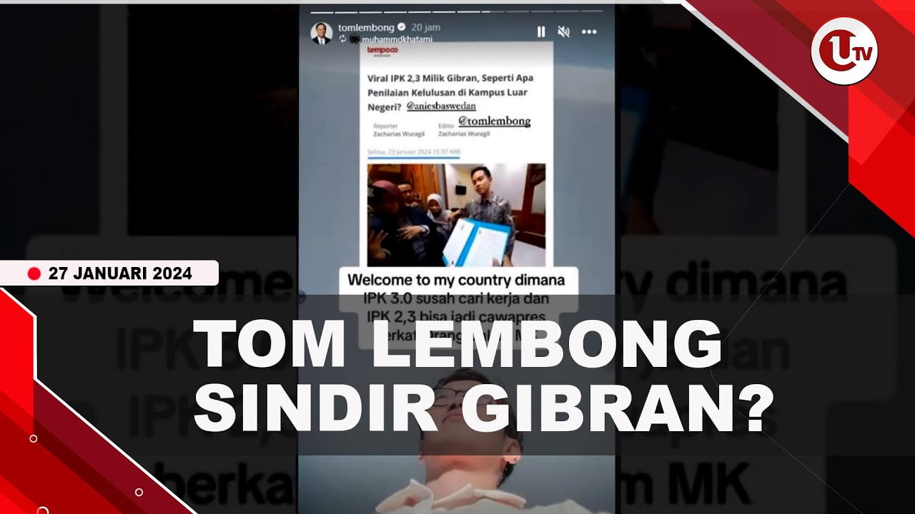[Video] Tom Lembong Unggah Ulang Konten Soal Ijazah Gibran