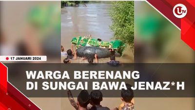 [Video] Miris, Warga Berenang Seberangi Sungai Bawa Jenazah ke Pemakaman