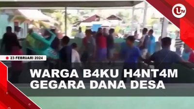 [Video] Puluhan Warga Terlibat Baku Hantam di Balai Desa