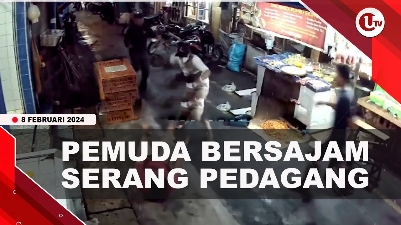 [Video] Tak Terima Dipandang, Pemuda Bersajam Serang Pedagang