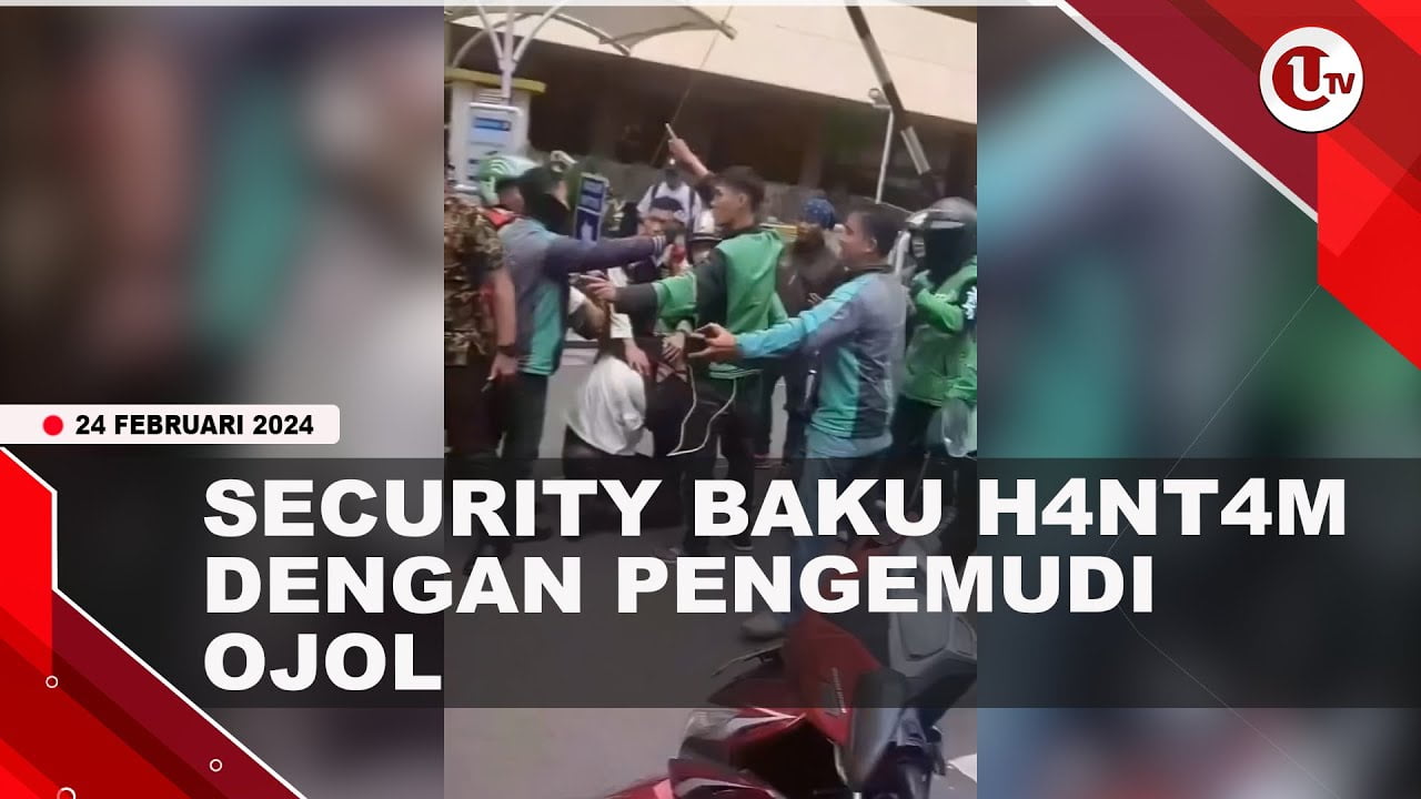 [Video] Tak Terima di Tegur, Sekuriti Baku Hantam Dengan Sopir Ojek Online