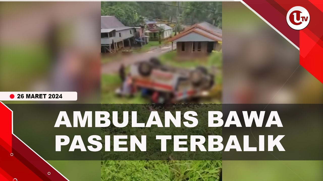 [Video] Akibat Jalan Licin, Ambulans Bawa Pasien Terbalik