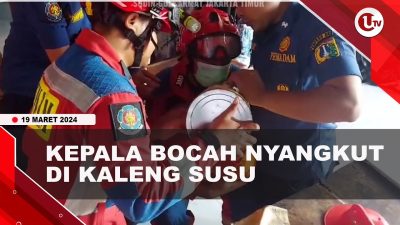 [Video] Damkar Lepaskan Kepala Bocah Nyangkut di Kelang Susu