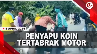 [Video] Penyapu Koin Di Jalan Tertabrak Motor Pemudik