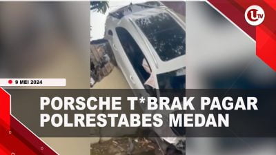 [Video] Porsche Dibawa Wanita Tabrak Pagar Polrestabes Medan