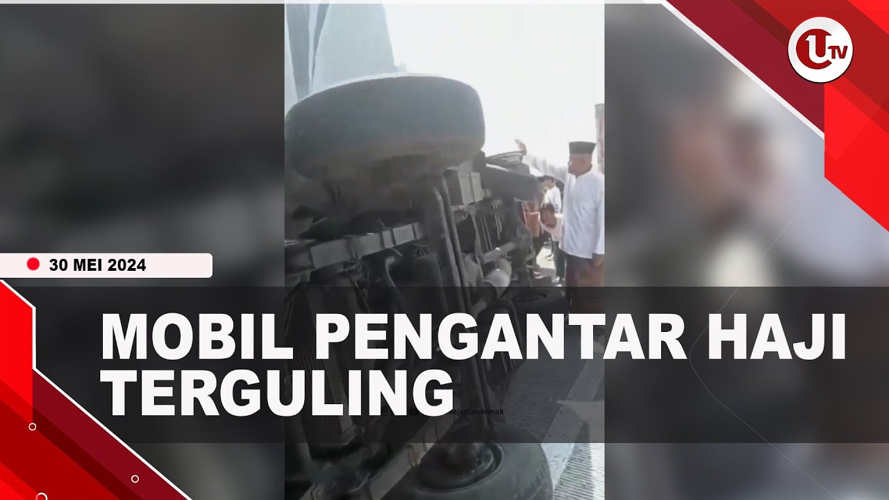 Mobil Rombongan Pengantar Jemaah Haji Terguling