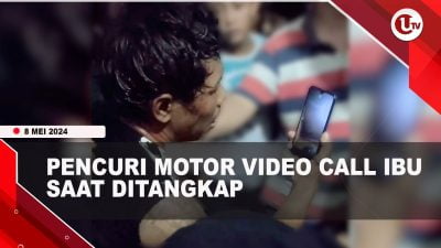 [Video] Pencuri Motor Video Call Ibunya Sebelum Dihajar Warga
