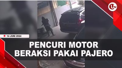 [Video] 2 Pencuri Motor Beraksi Pakai Pajero Ditangkap Warga