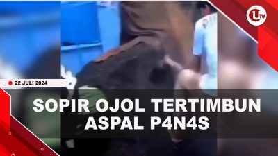 [ VIDEO ] Dramatis, Evakuasi Sopir Ojol Tertimbun Aspal Panas