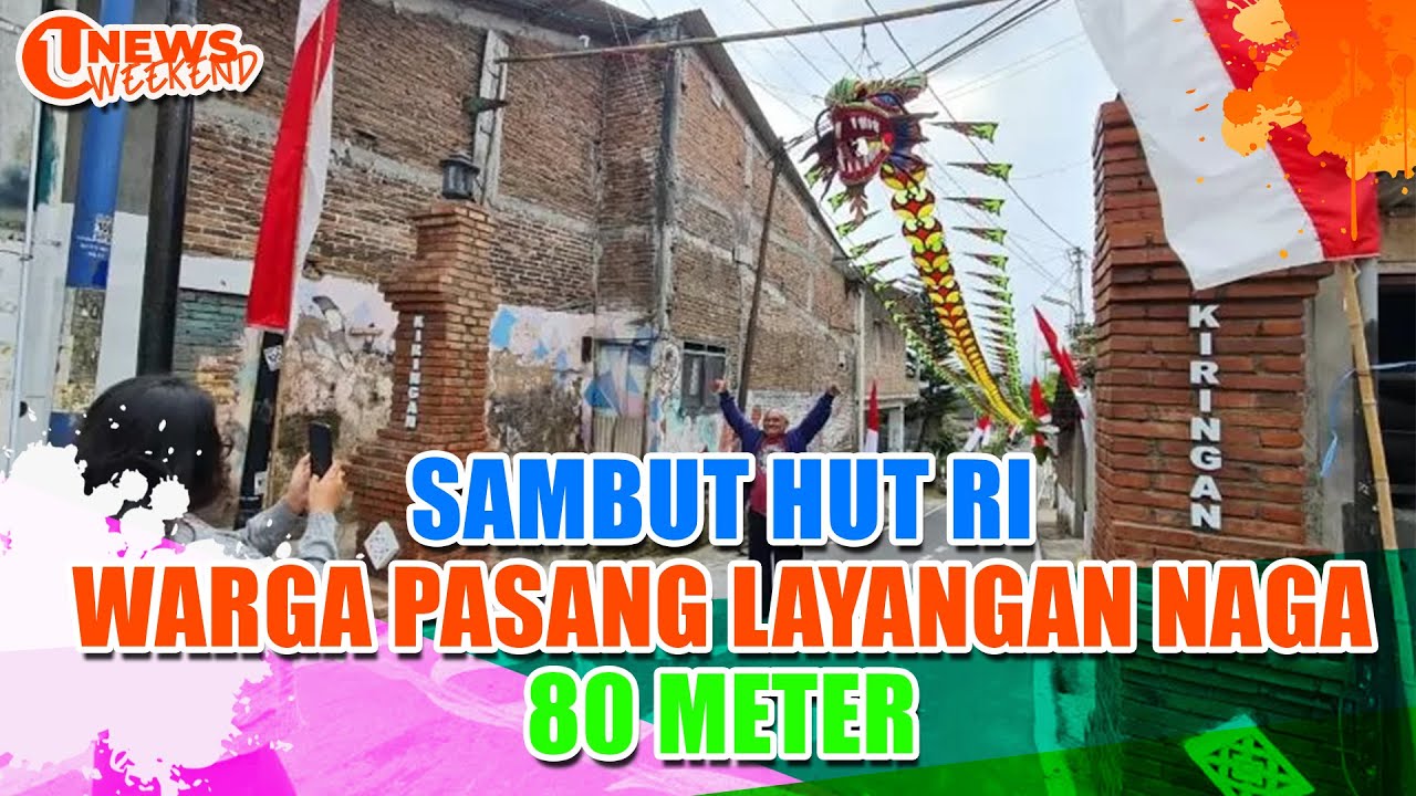 Sambut HUT RI, Warga Pasang Layangan Naga 80 Meter