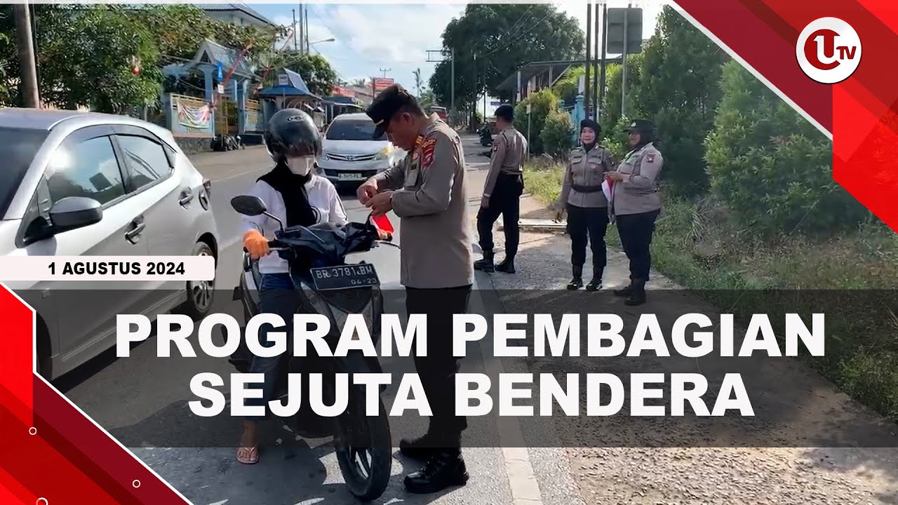 Polres Bintan Bagikan Sejuta Bendera Merah Putih Kepada Masyarakat