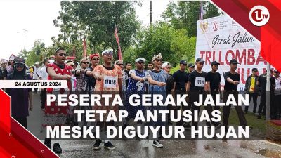 [VIDEO] Peserta Gerak Jalan Tri Lomba Juang di Bintan Tetap Antusias Meski Diguyur Hujan