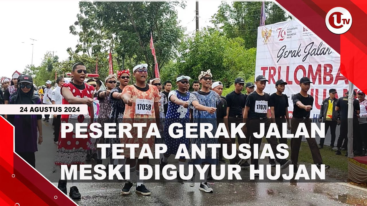 Peserta Gerak Jalan Tri Lomba Juang di Bintan Tetap Antusias Meski Diguyur Hujan
