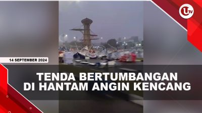 [VIDEO] Tenda Bazar di Tugu Sirih Tumbang Dihantam Angin Kencang