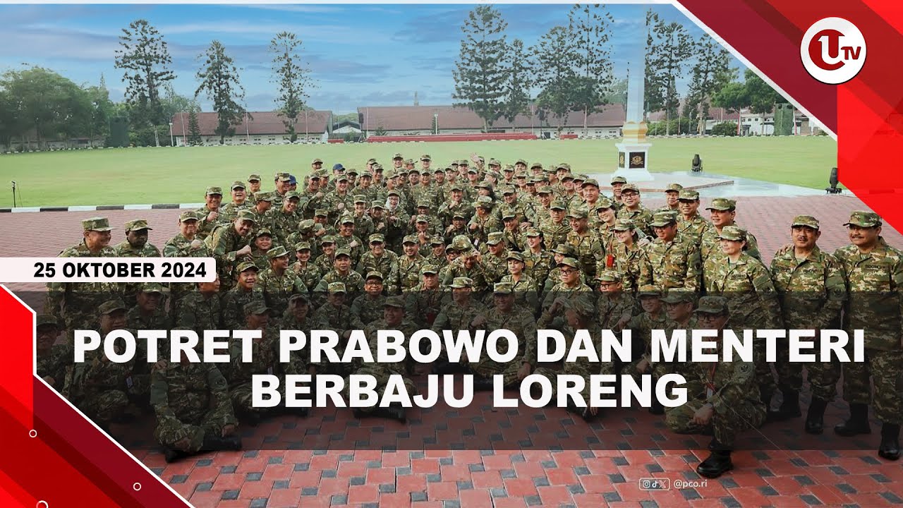 Prabowo Dan Para Menteri Latihan Baris-Berbaris di Akmil