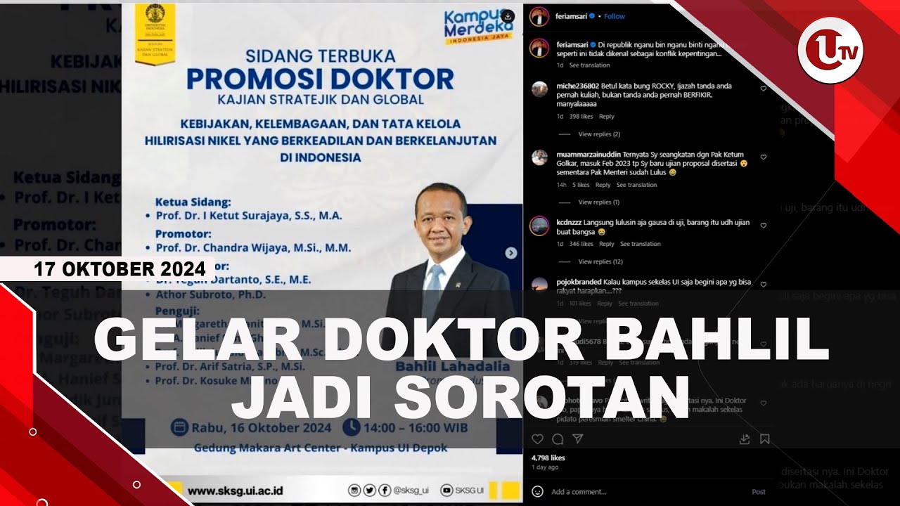 Bahlil Raih Gelar Dokter Dari UI Kurang Dari Dua Tahun