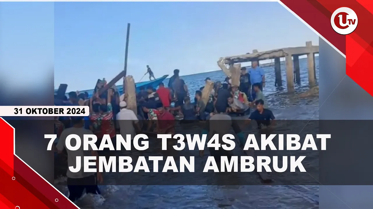 Jembatan Beton Ambruk Saat Warga Sambut Rombongan Cabup