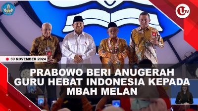 [VIDEO] Prabowo Beri Anugerah Guru Hebat Indonesia Kepada Mbah Melan