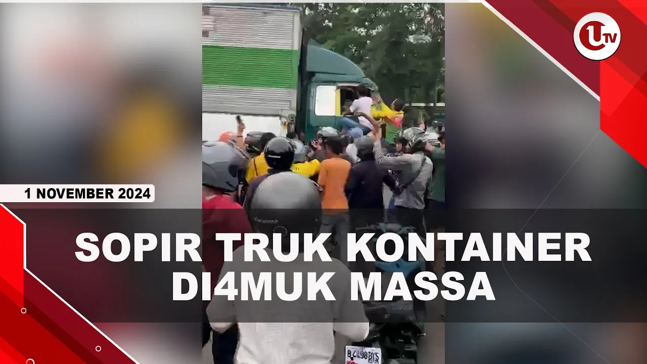 Tabrak Belasan Kendaraan, Sopir Truk Kontainer Diamuk Massa