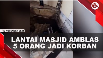 [VIDEO] Lantai Masjid Amblas Saat Jemaah Salat Jumat, 5 Orang Jadi Korban