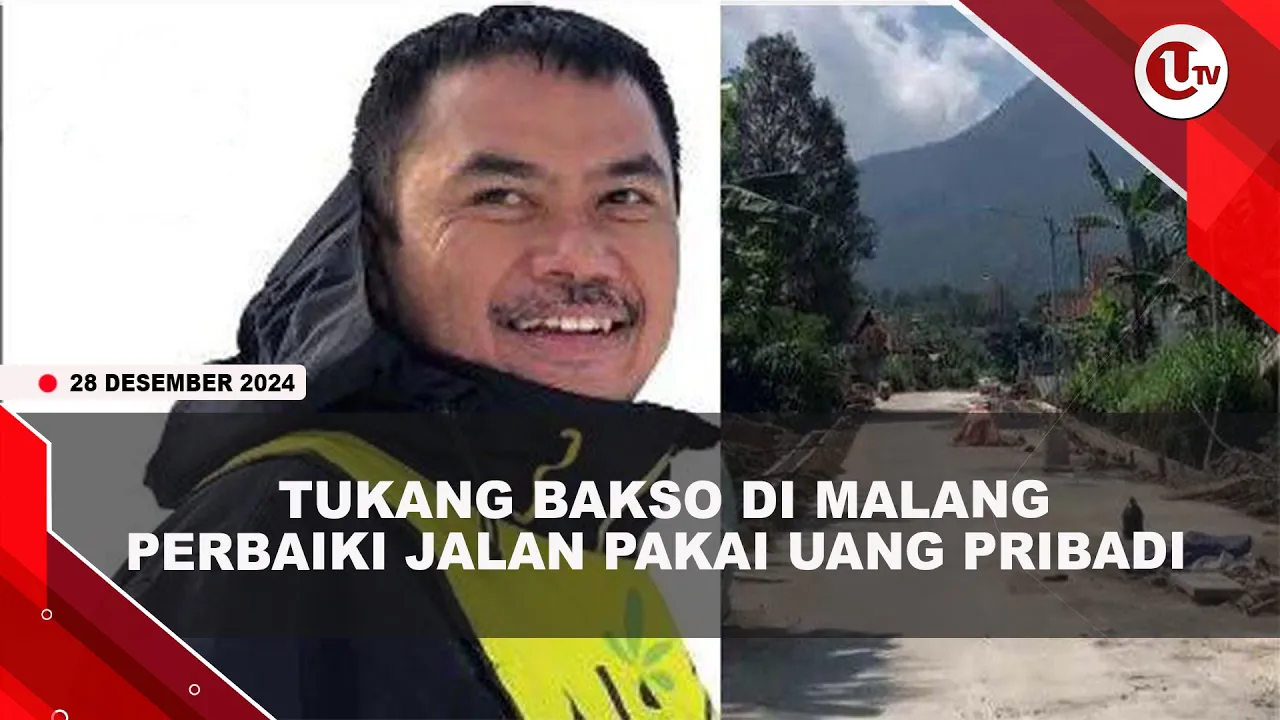 Tukang Bakso di Malang Perbaiki Jalan Pakai Uang Pribadi