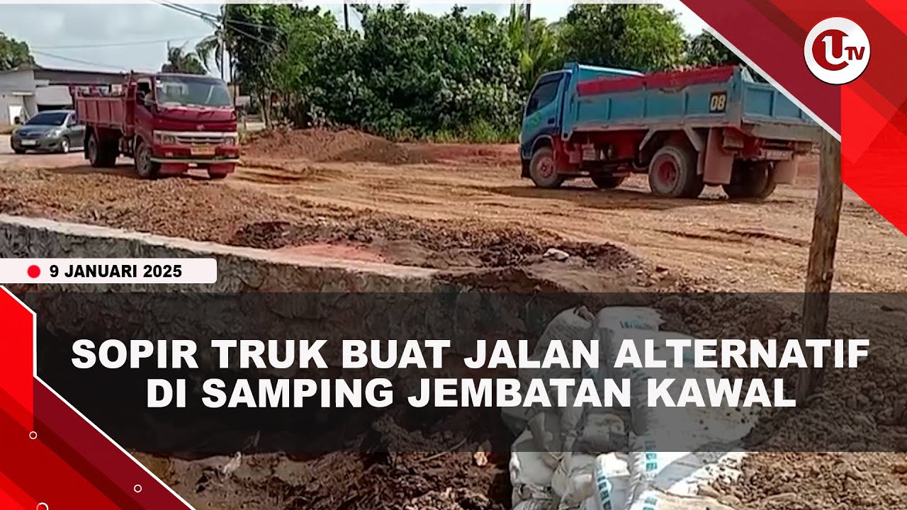 Jembatan Kawal Amblas, Sopir truk Buat Jalan Alternatif