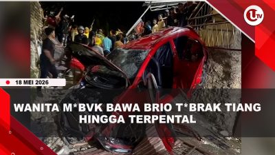 [VIDEO] Pengaruh Alkohol, Wanita Pengemudi Brio T4brak Tiang Hingga Terpental | U-NEWS