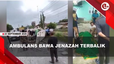 [VIDEO] Ambulans Bawa Jenazah Terbalik, Sopir Banting Setir Hindari Tabrakan | U-NEWS