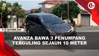 [VIDEO] Pecah Ban, Avanza Hantam Trotoar Lalu Terguling Sejauh 10 Meter di Karimun | U-NEWS