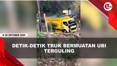 [VIDEO] Truk Bermuatan Ubi Terguling Saat Lintasi Jalan Menurun | U-NEWS